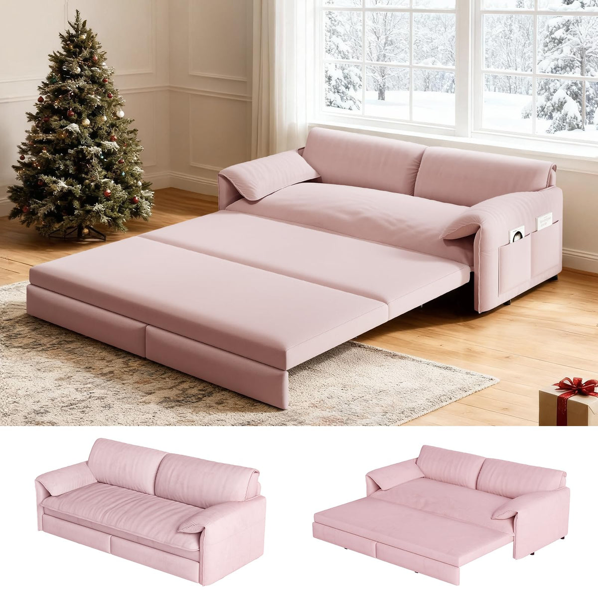 Queen Size Velvet Sleeper Sofa Bed U23132