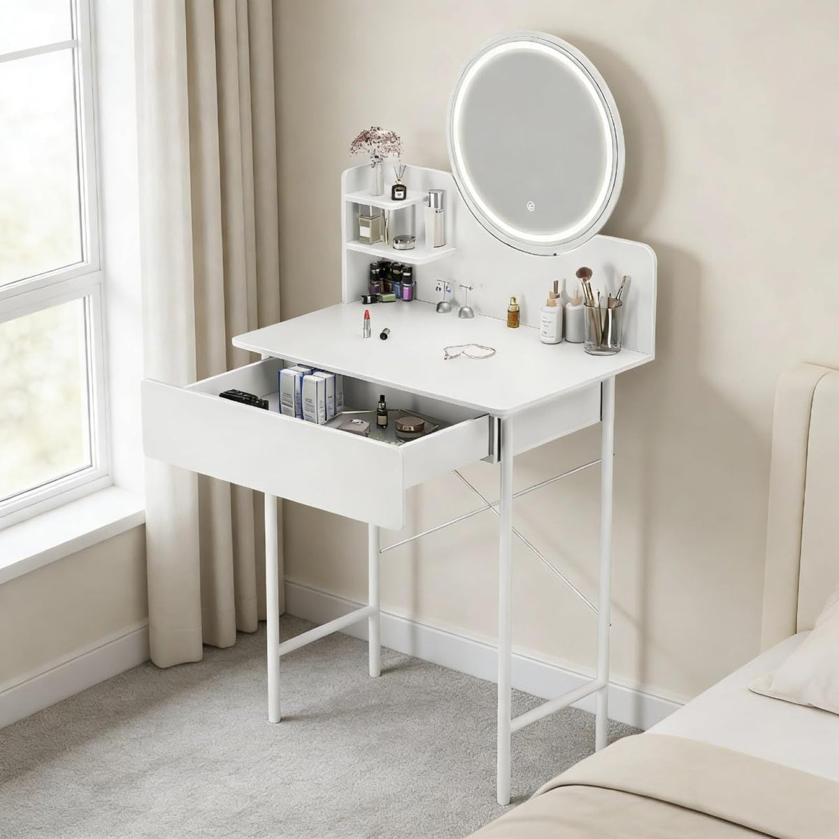 Vanity Desk with Mirror and LED Lights D99729