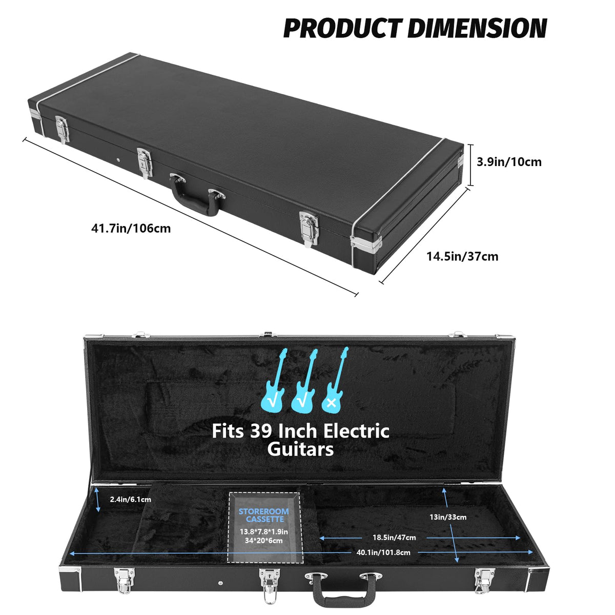 39-Inch Electric Guitar Hard Shell Case with Lock Latch E4770