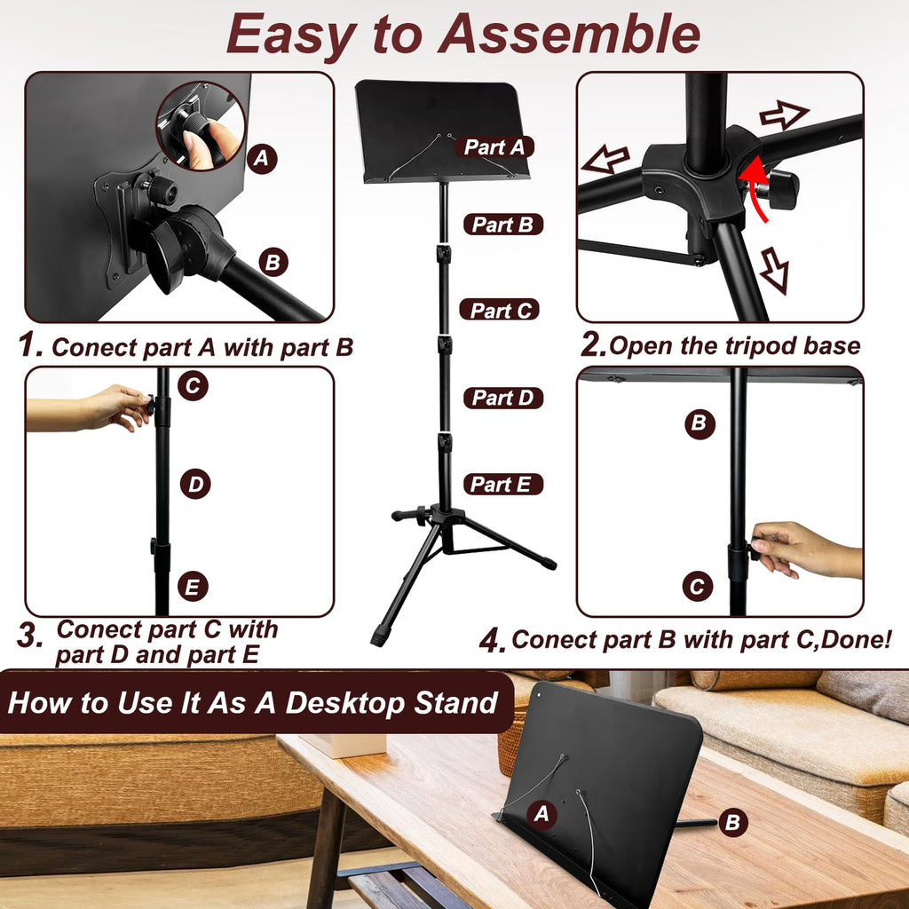 70IN Adjustable Sheet Music Stand with Carrying Bag I254
