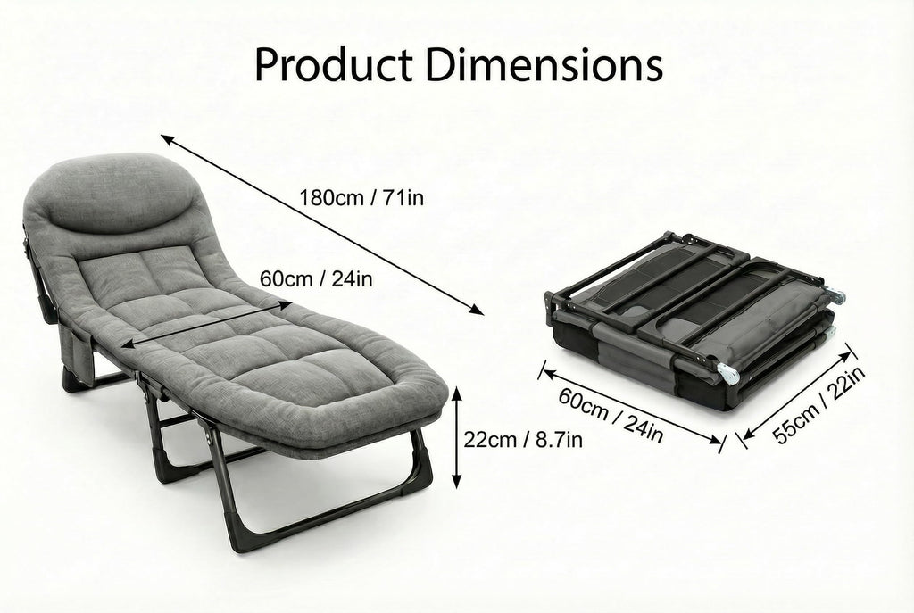 Folding Camping Cot with Mattress and Pillow, Grey E9094