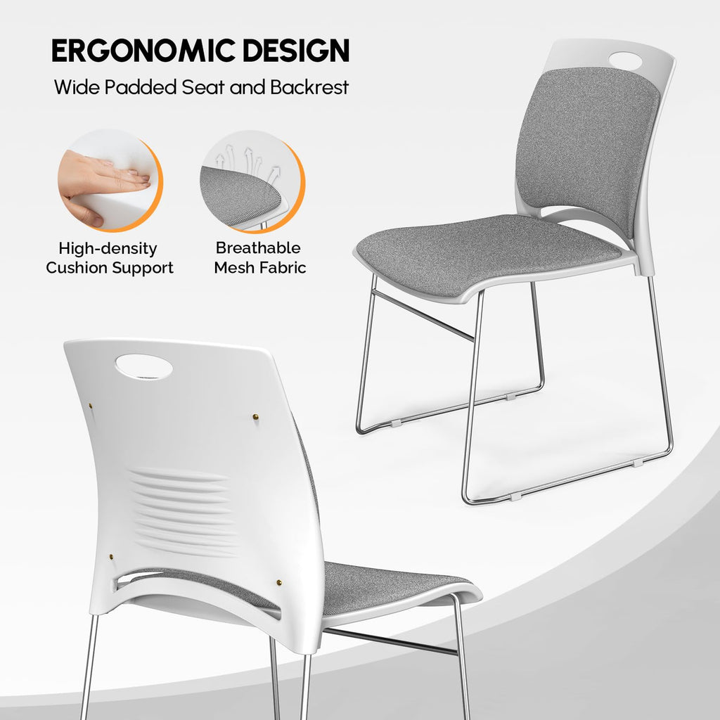 Grey Plastic Mesh Padded Stackable Chairs Set of 8 M18138