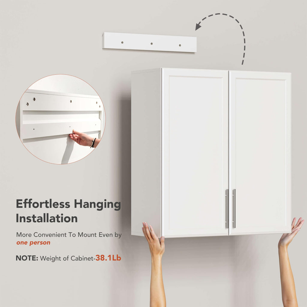 White Wall Cabinet with Adjustable Shelf Q4532