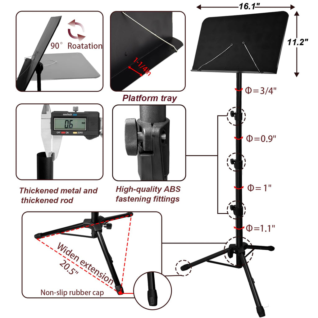 70IN Adjustable Sheet Music Stand with Carrying Bag I254