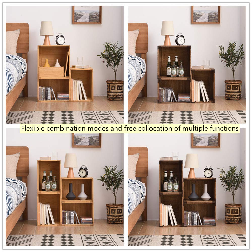 Brown Stackable Wood Storage Cube with Handles Z4366