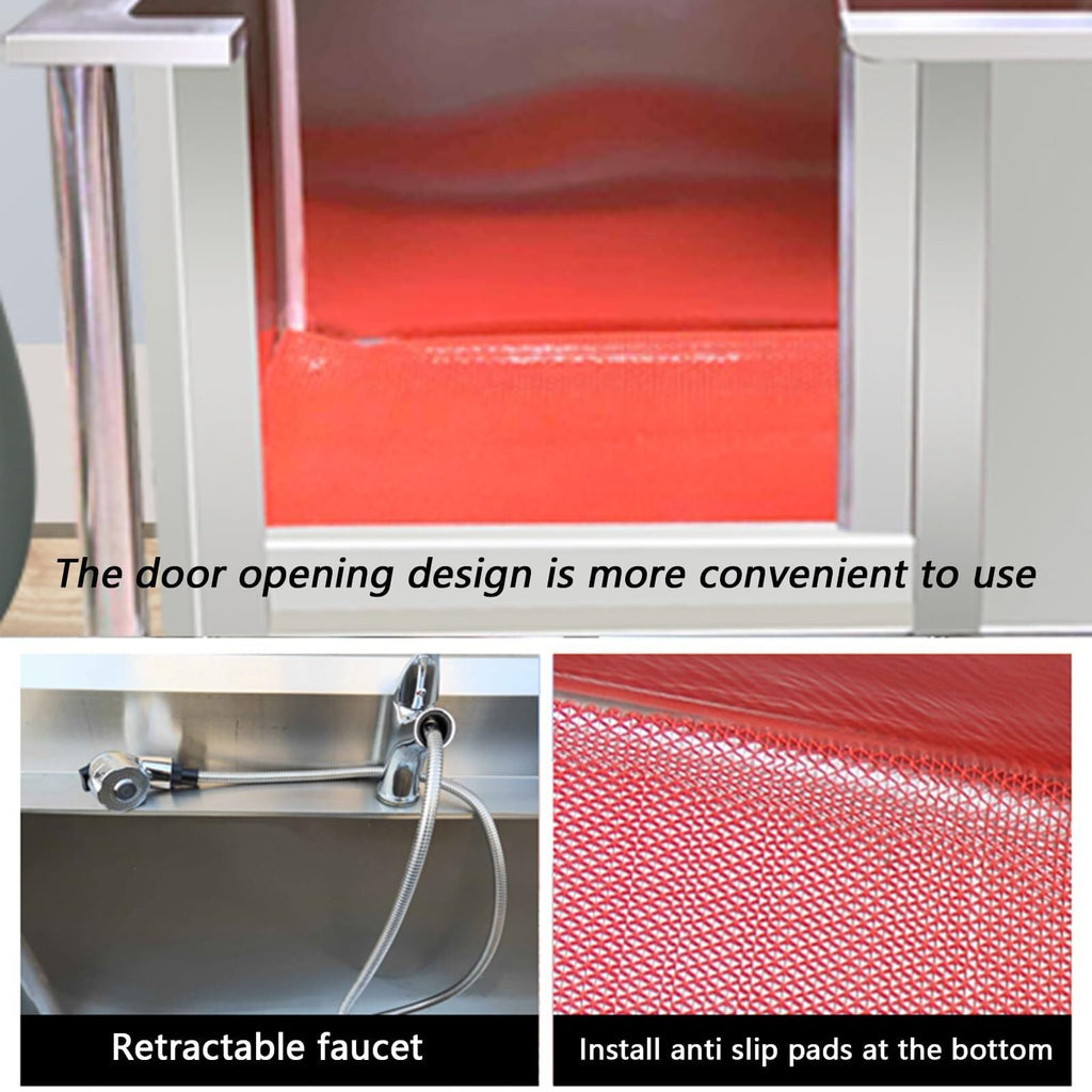 Stainless Steel Dog Grooming Tub with Sliding Door Z1462