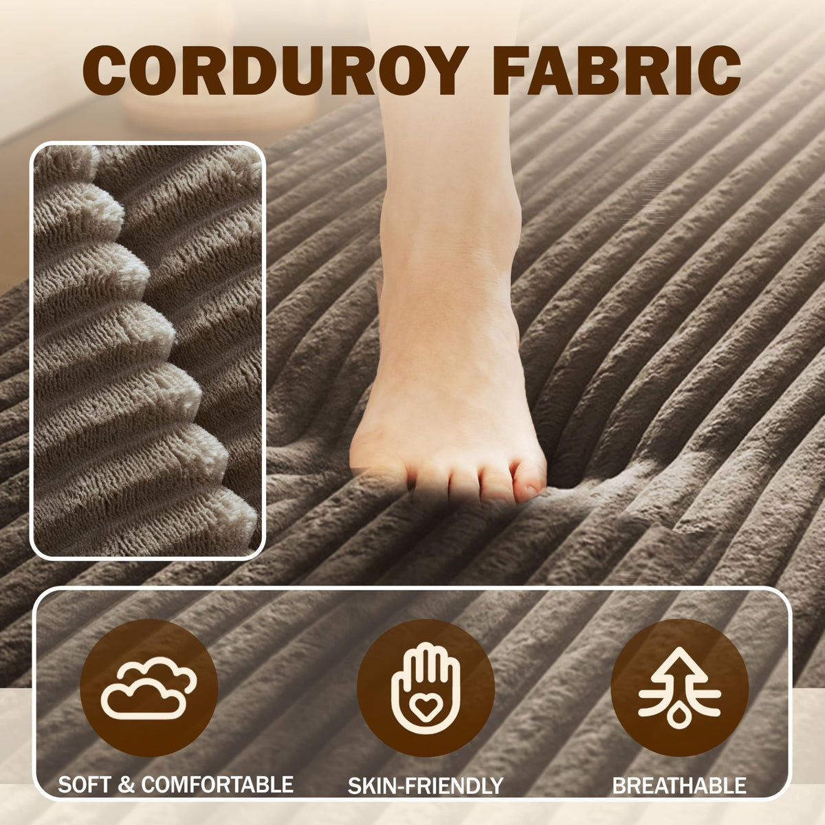 Brown Corduroy Convertible Futon Sofa Bed N39209