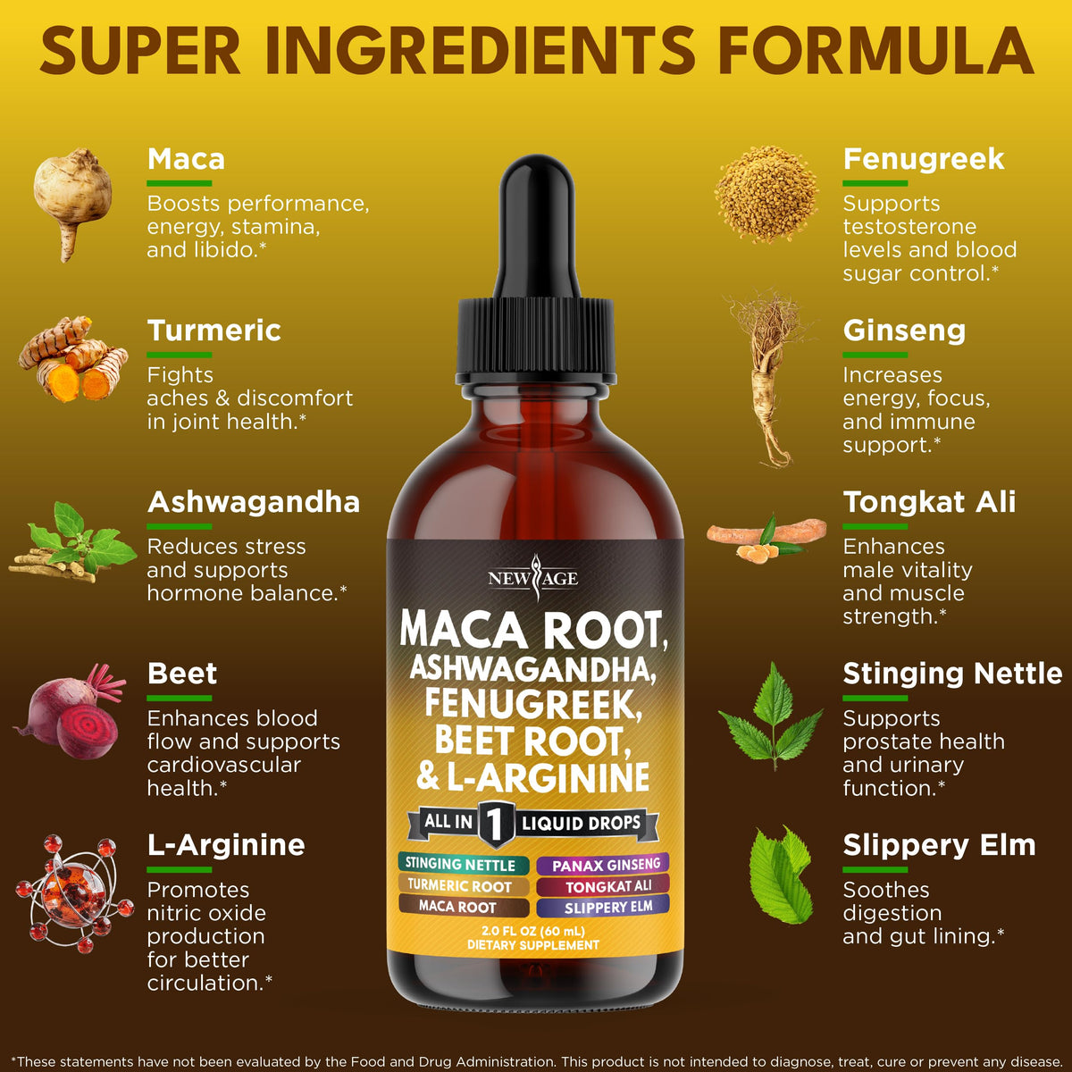 Organic Maca Root Liquid Drops with Ashwagandha 8oz B152