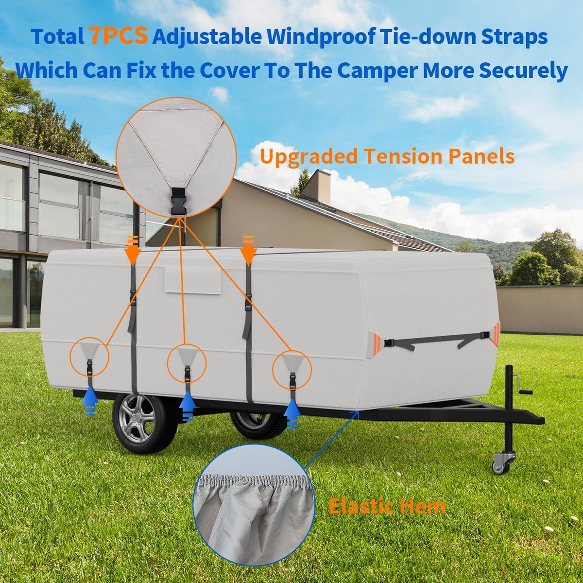 900D Oxford Waterproof Pop Up Camper Tent Trailer Cover, 14-16ft Q562