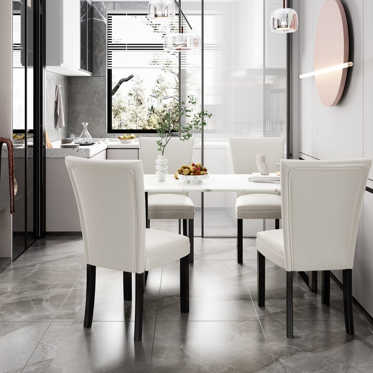 Faux Leather Upholstered Dining Chairs Set of 2 D96048