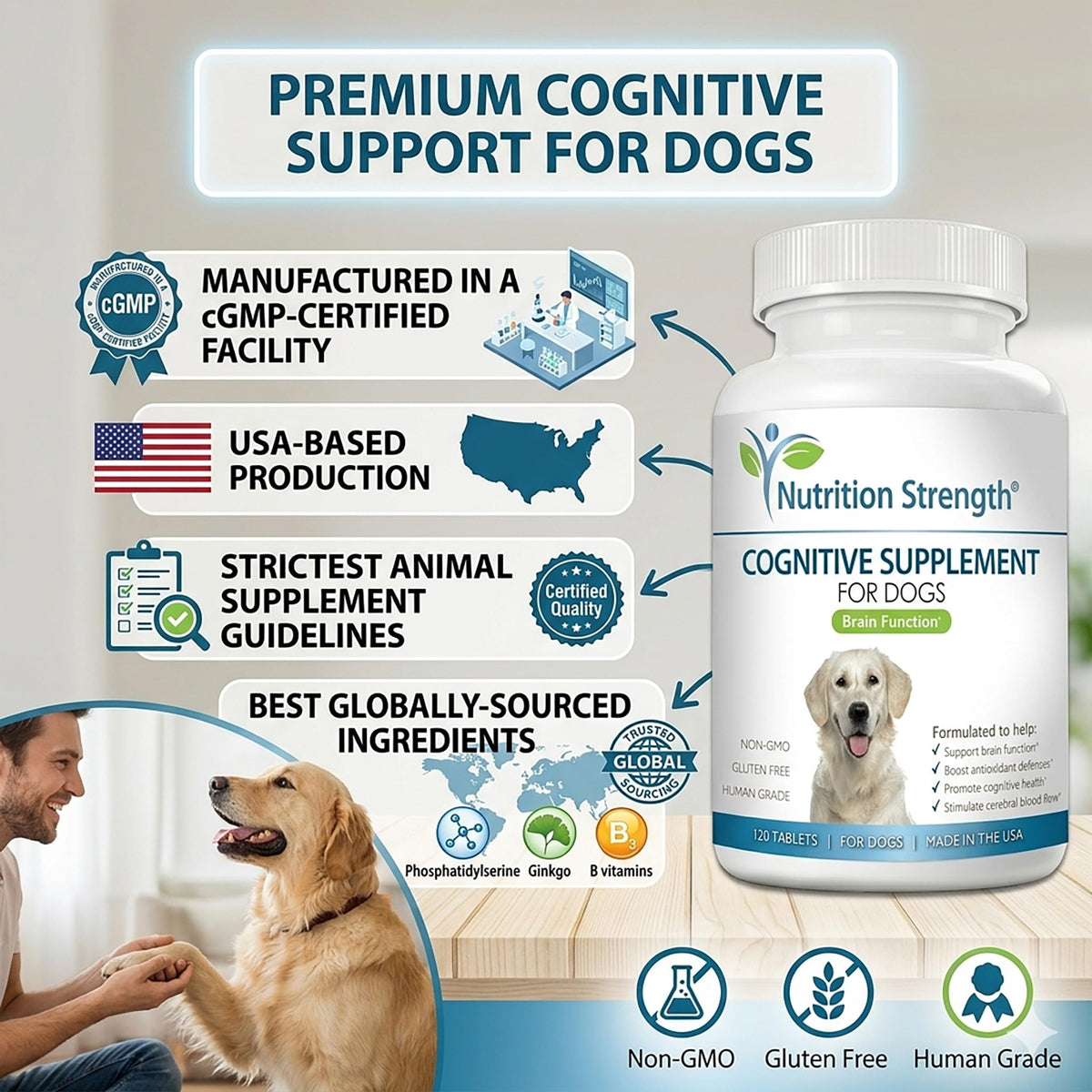 120 Chewable Tablets Cognitive Support Dog Supplement S626651