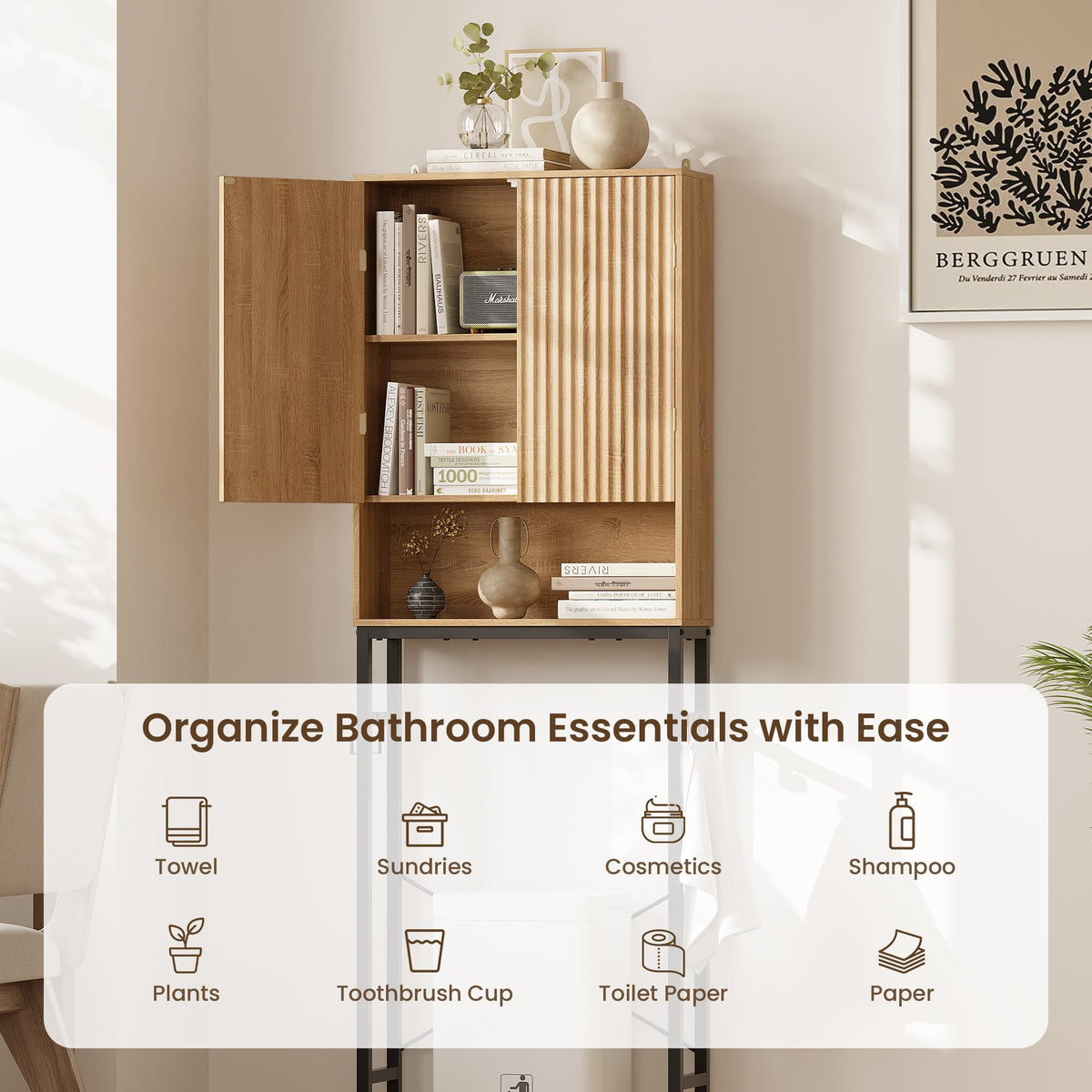 Freestanding Tall Wood Over The Toilet Storage Cabinet D92502