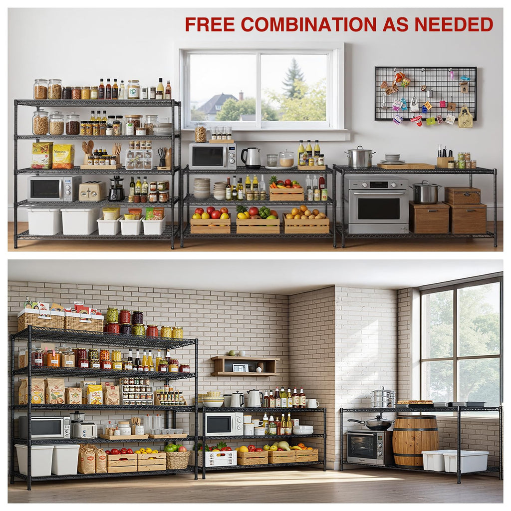 46”W 5 Tier Metal Wire Shelving with Wheels K332547