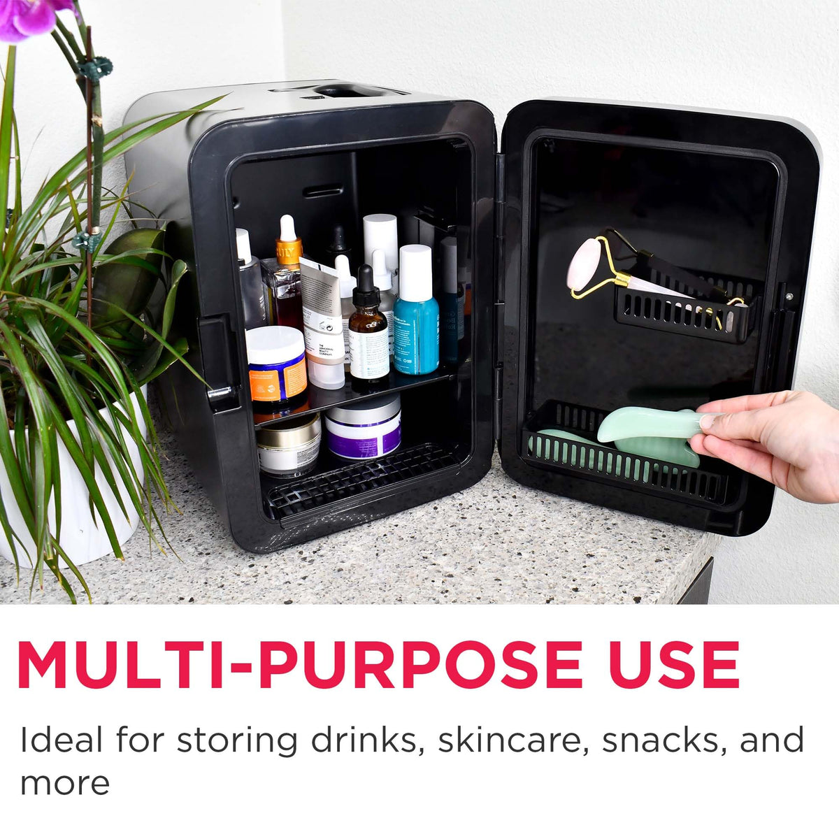 10L Brushed Black Stainless Mini Personal Fridge Cooler K650780