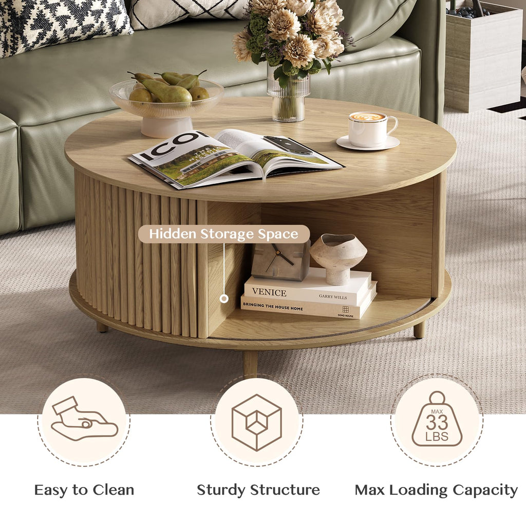 31.5" Round Coffee Table with Storage G51658