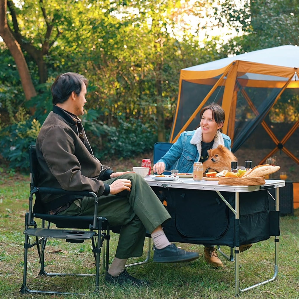 Folding Camping Table with Storage V3669