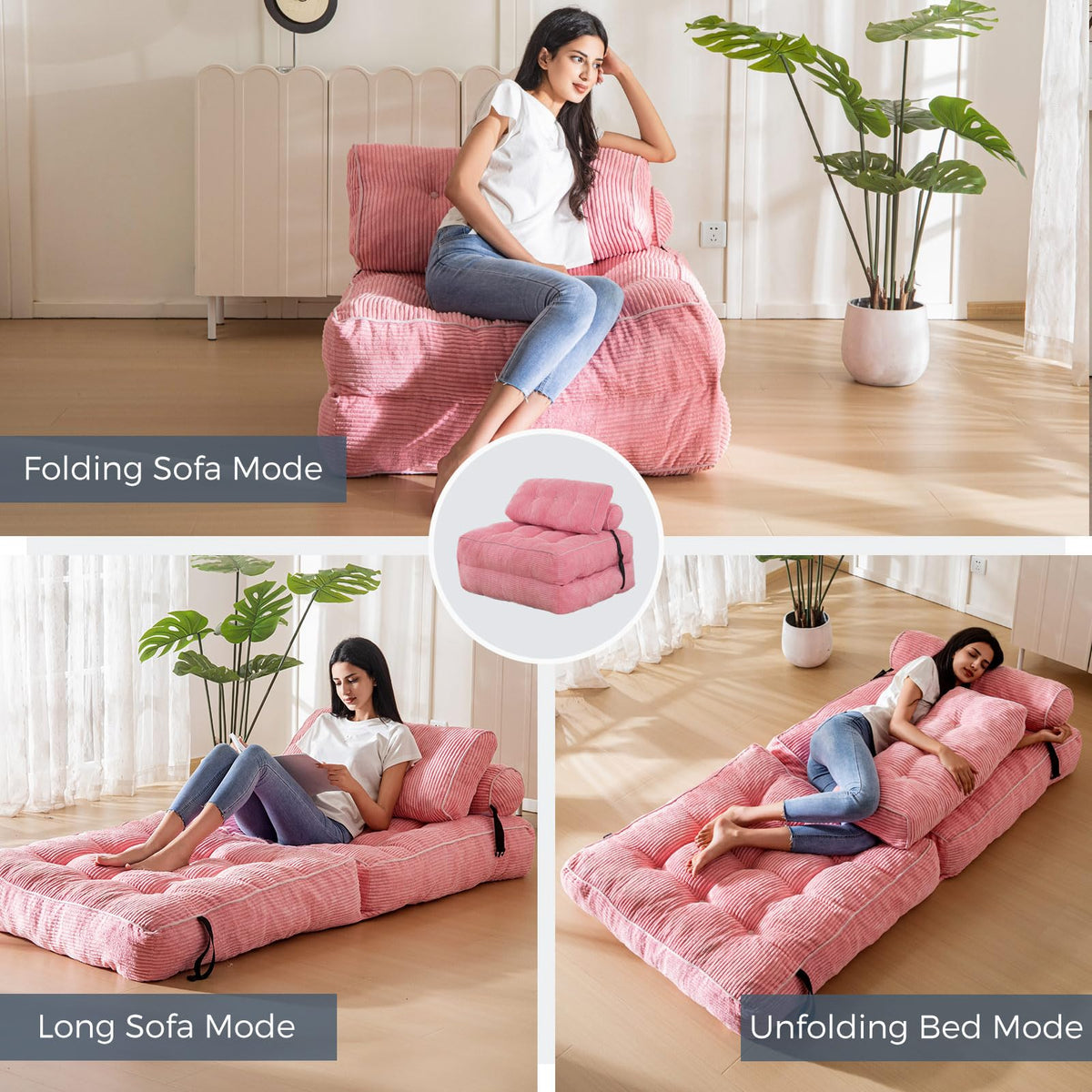 Folding Sofa Bed with Pillow O7477