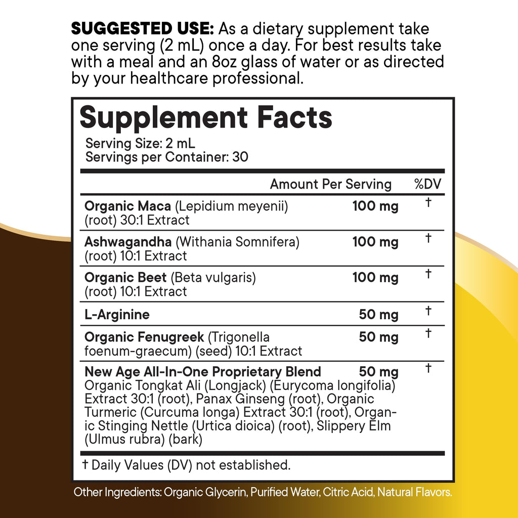 Organic Maca Root Liquid Drops with Ashwagandha 8oz B152