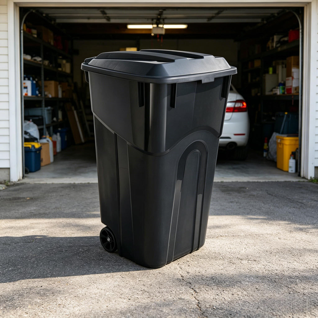 32 Gallon Wheeled Plastic Trash Can with Lid I748039