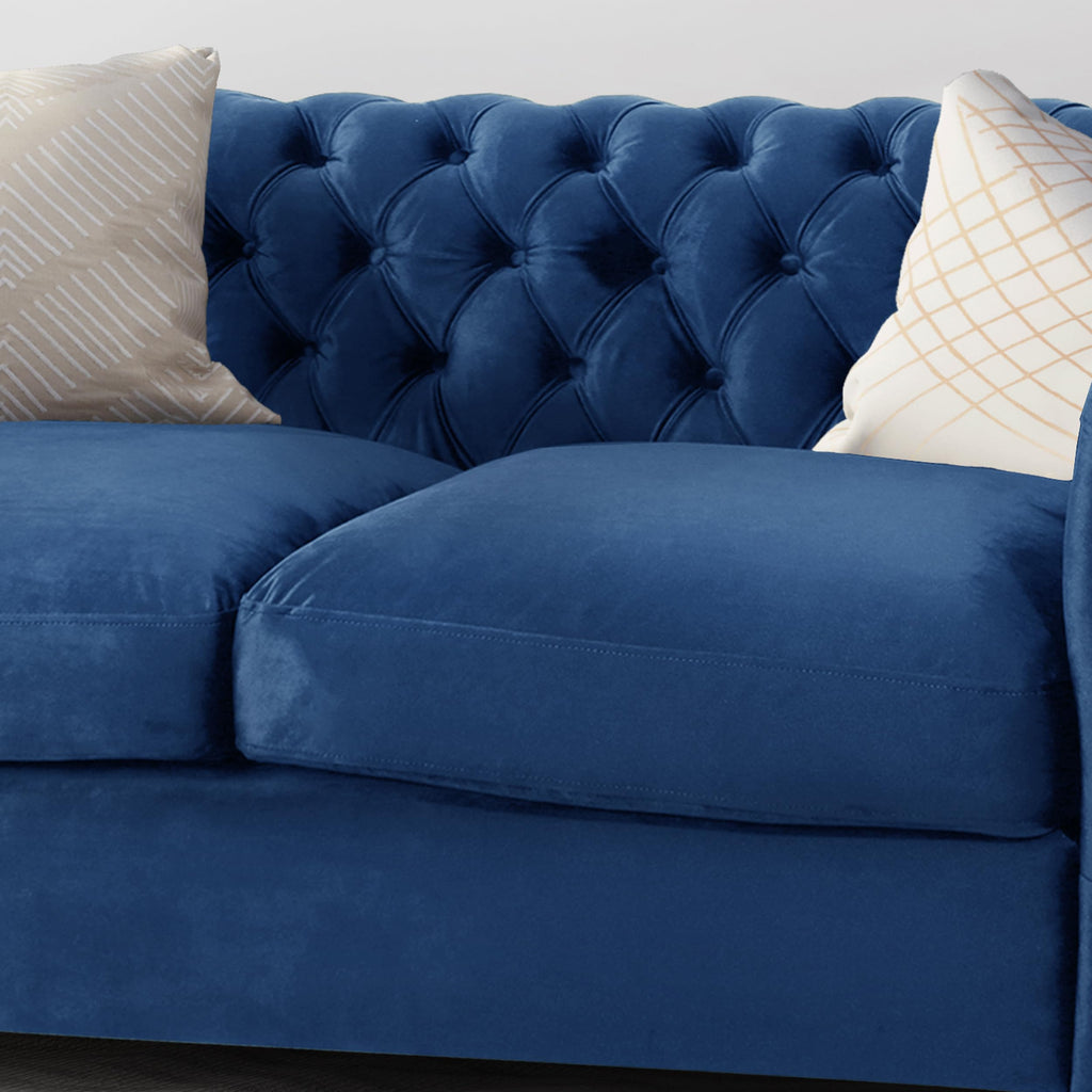 Navy Blue Velvet Tufted Chesterfield Sofa M4707