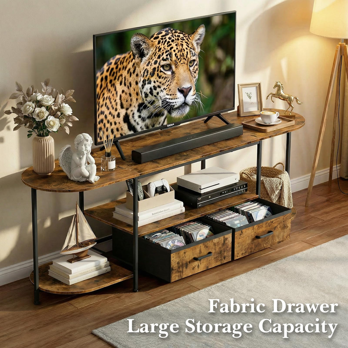 63" TV Stand with 2 Fabric Drawers E597