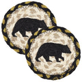 Braided Jute Coasters with Black Bear Design, Set of 2 Z120695