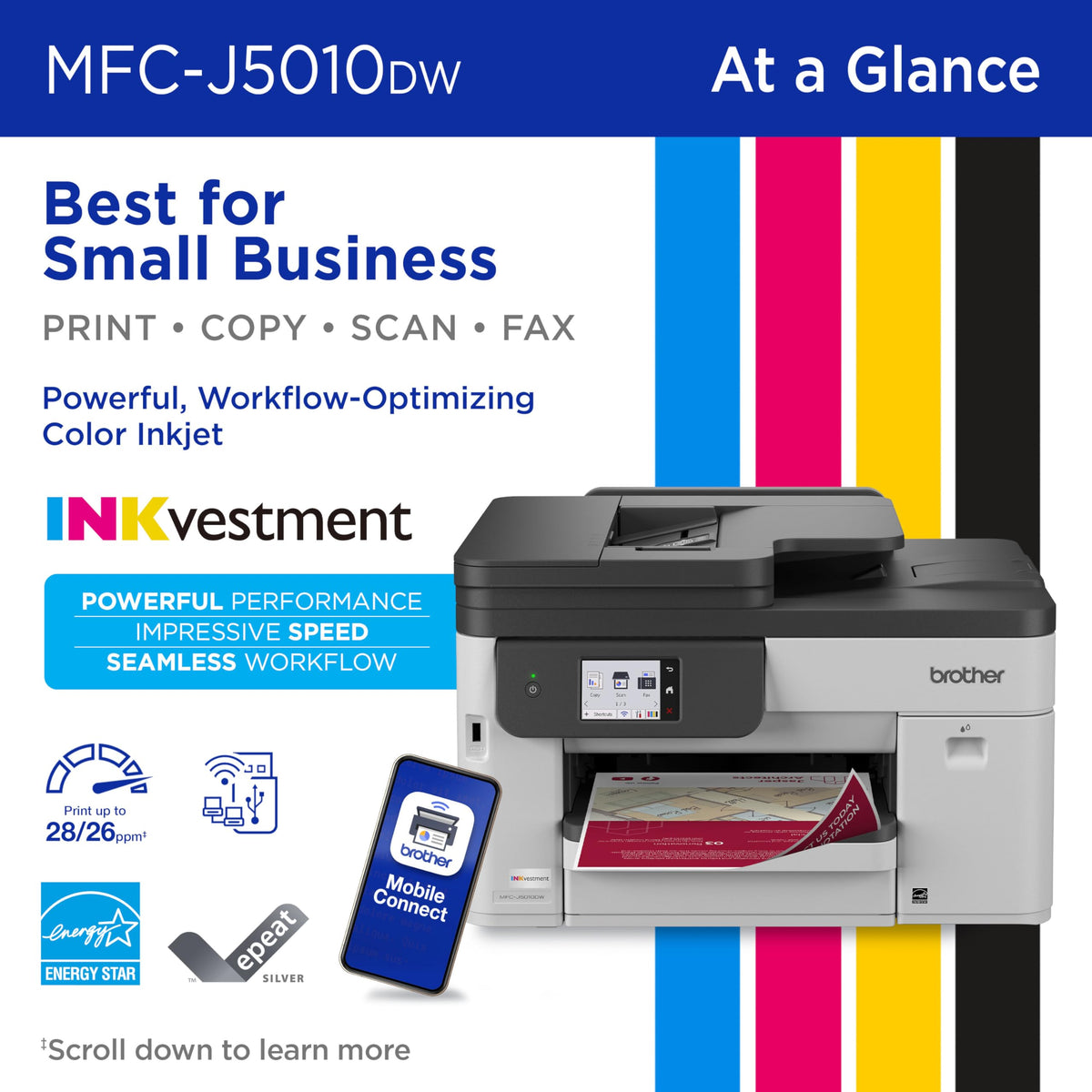 Wireless Color Inkjet All-in-One Printer with 2-Sided Copy & Scan V969