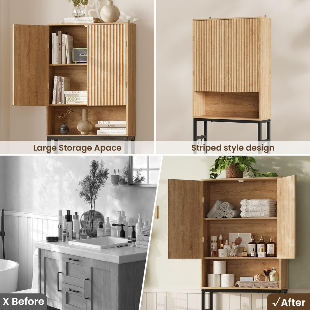 Freestanding Tall Wood Over The Toilet Storage Cabinet D92502