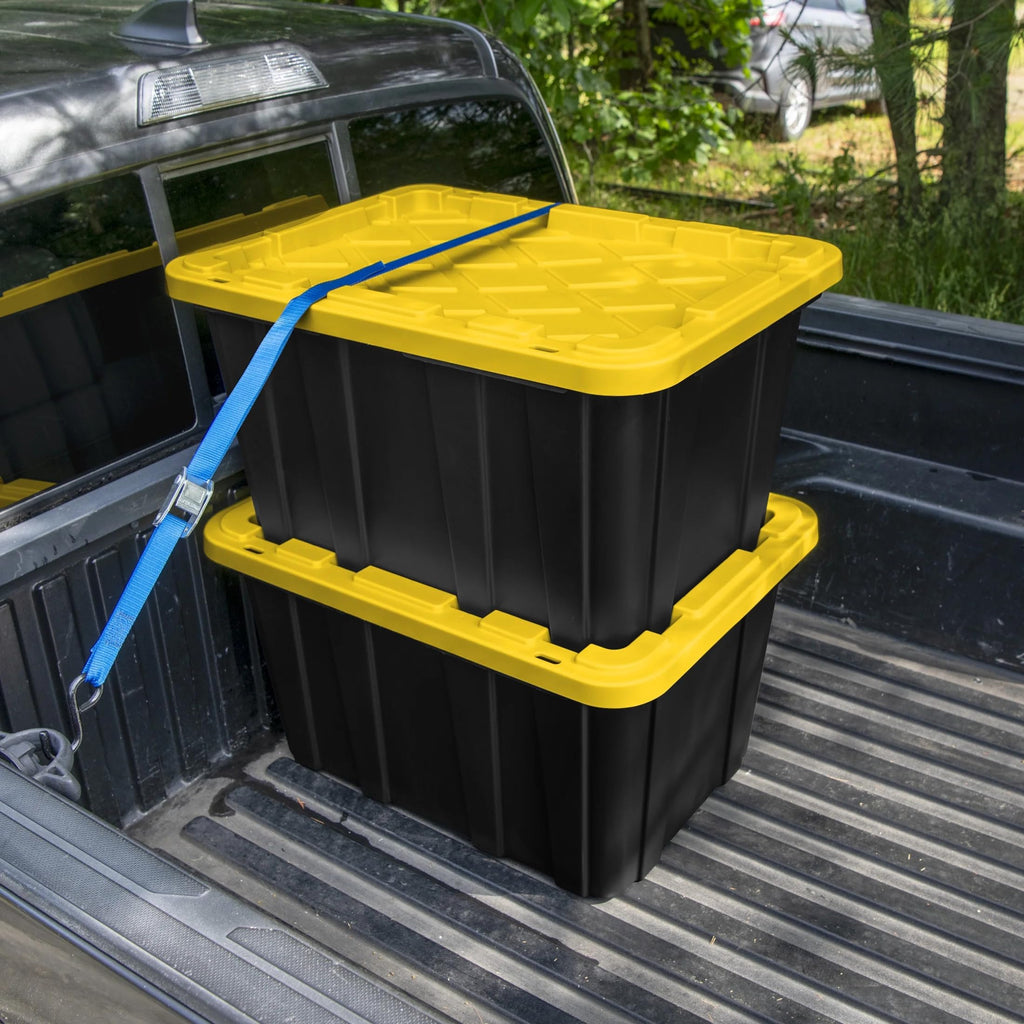 6 Pack 27 Gallon Heavy Duty Plastic Storage Bins with Lids O538
