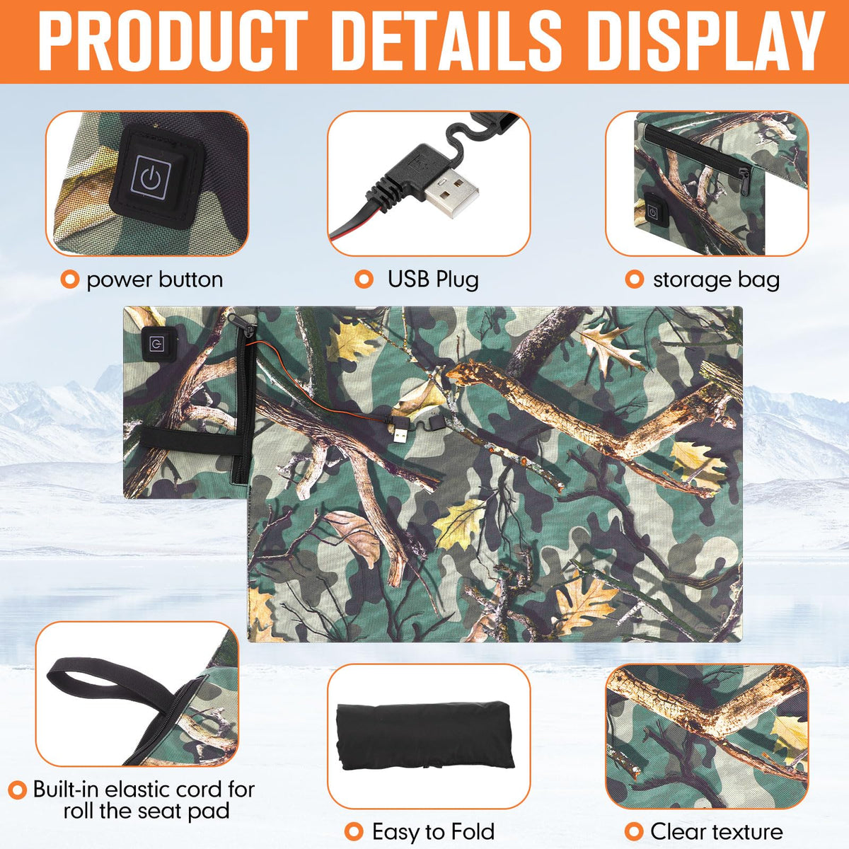 2 Pcs Heated Hunting Seat Cushion Pad Z355