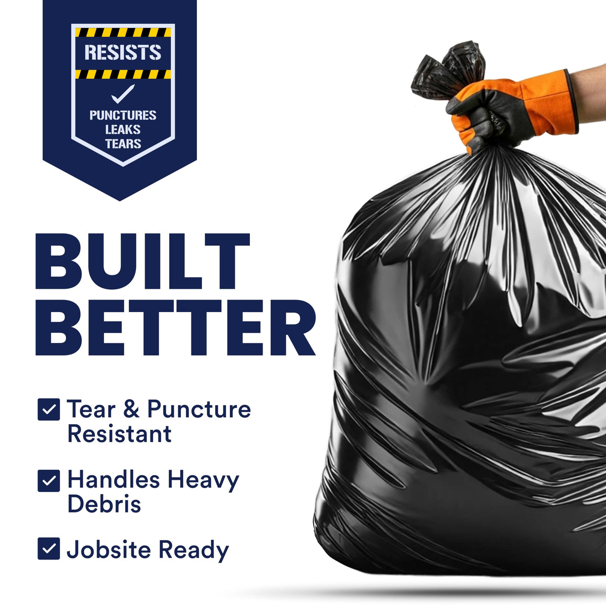 55-60 Gallon Black Heavy Duty Trash Bags 25 Count D41849