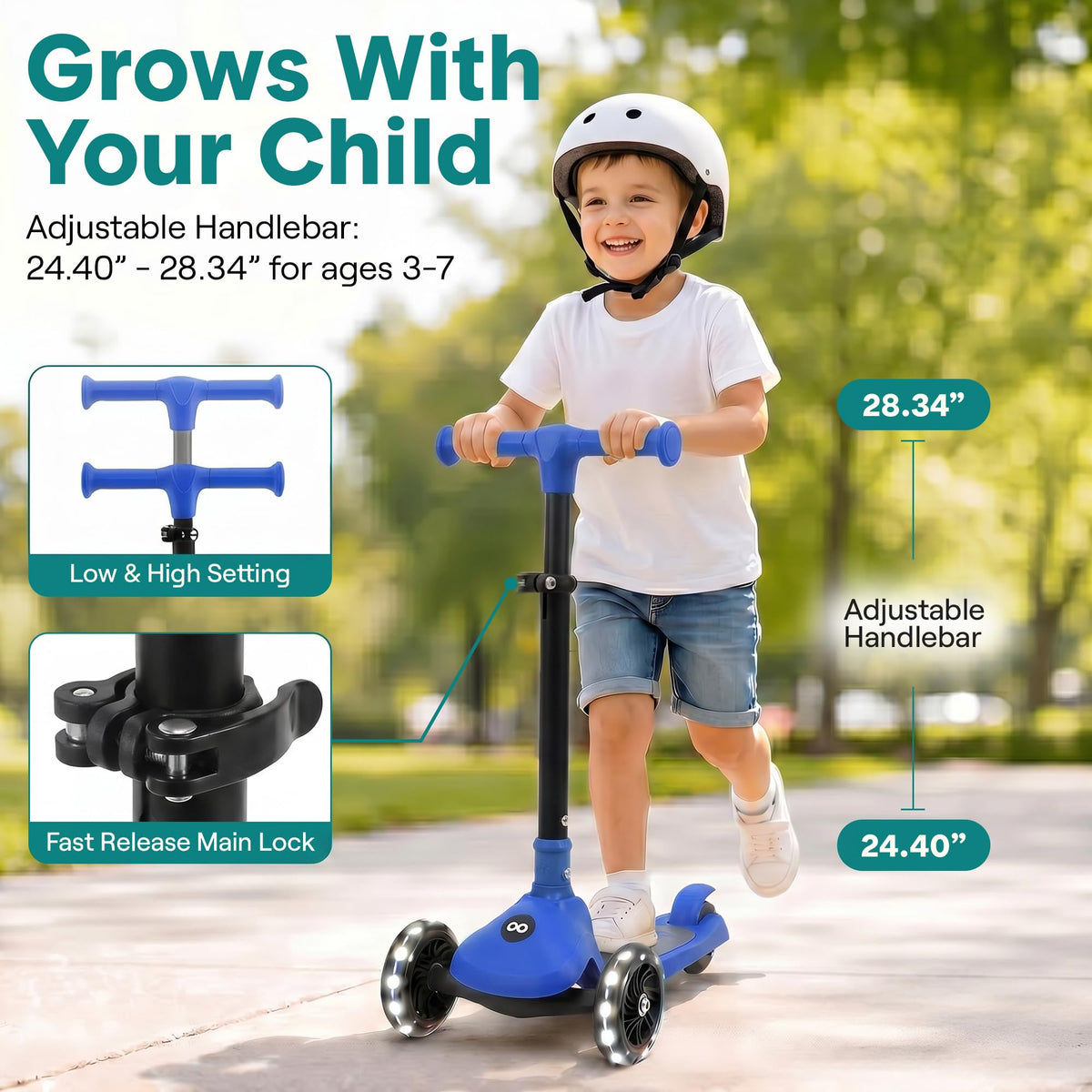 3-Wheel Toddler Scooter with LED Wheels T380847