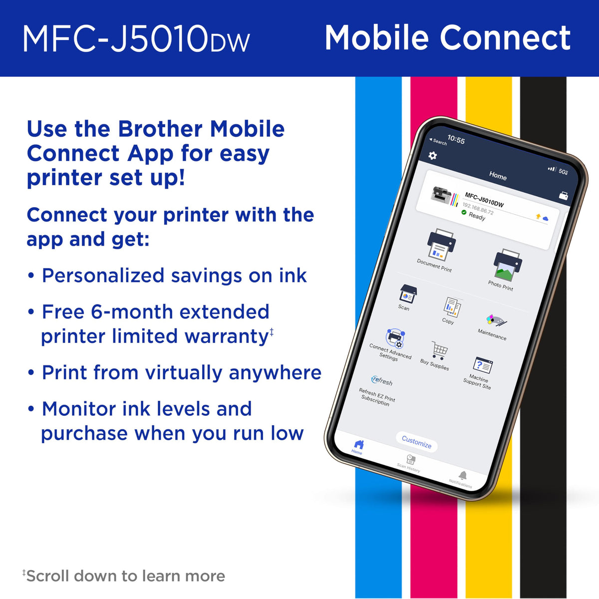 Wireless Color Inkjet All-in-One Printer with 2-Sided Copy & Scan V969