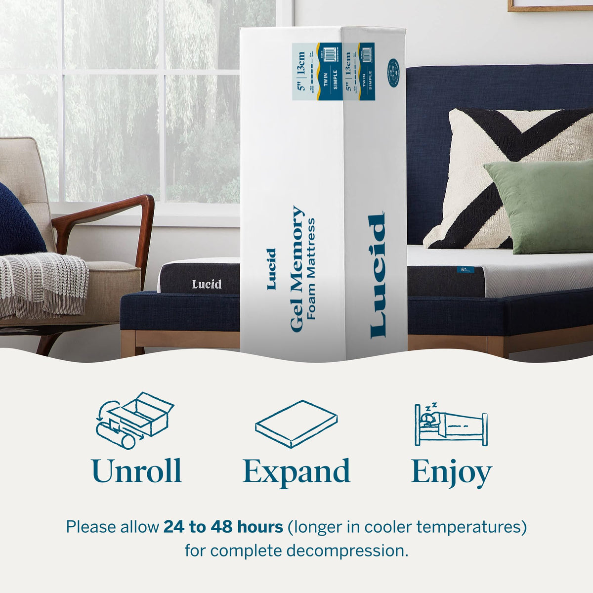 5" Firm Gel Memory Foam Mattress Twin Size A5425