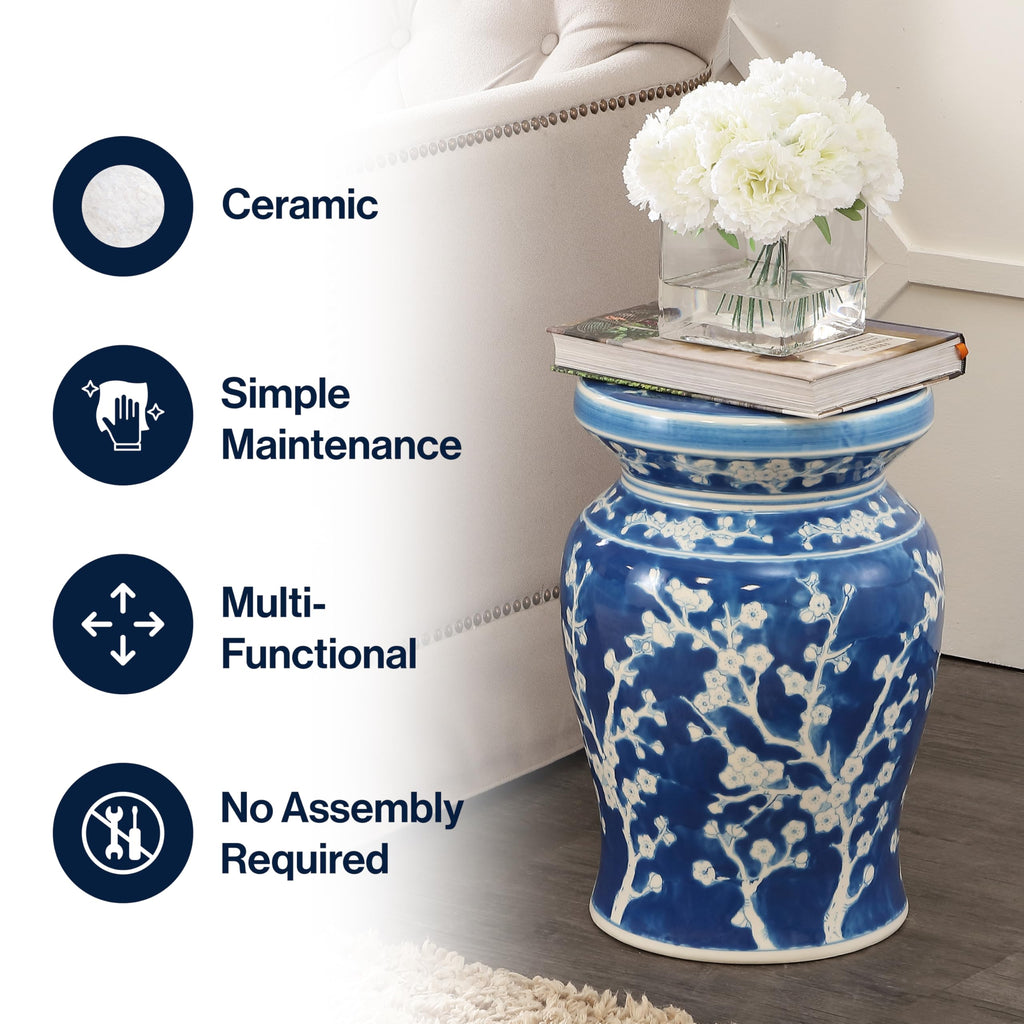 Ceramic Garden Stool 18" Side Table O739