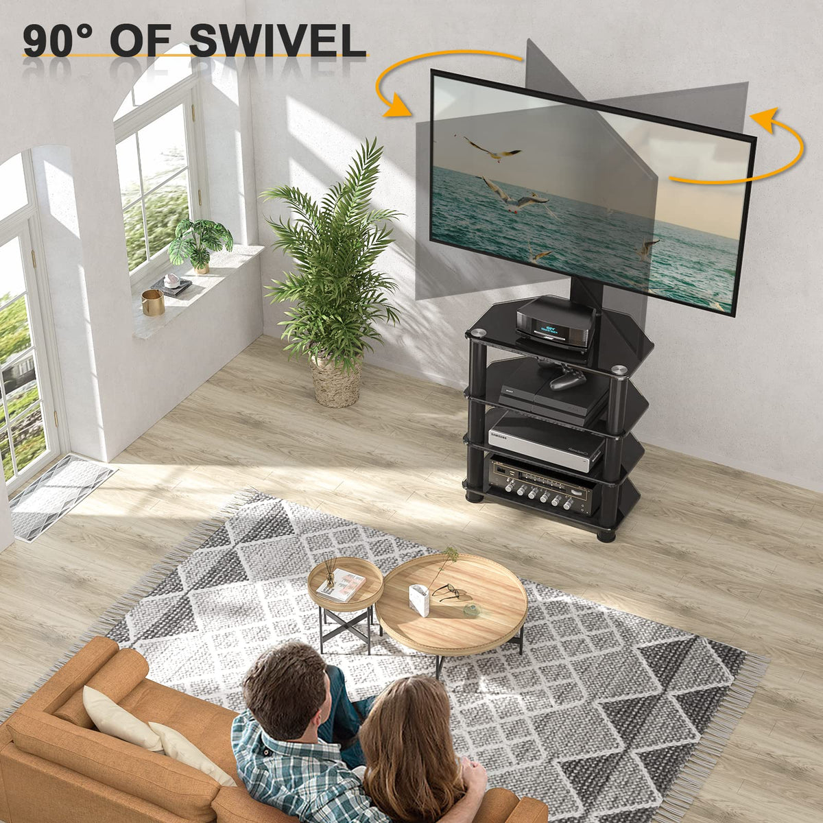 4-Tiers Swivel TV Stand for 32-70 inch TVs U712