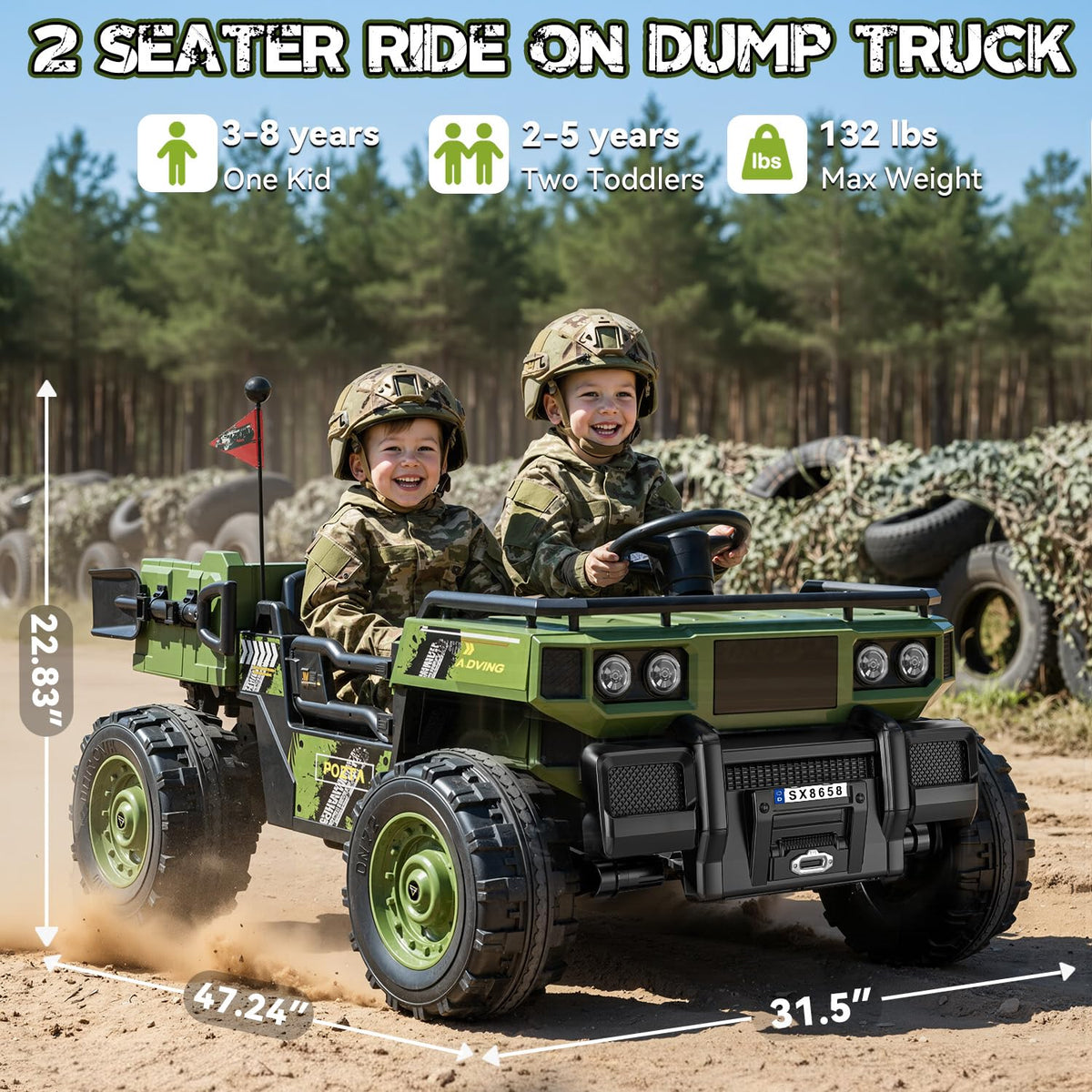 24V 4WD 2-Seater Ride on Dump Truck T93930