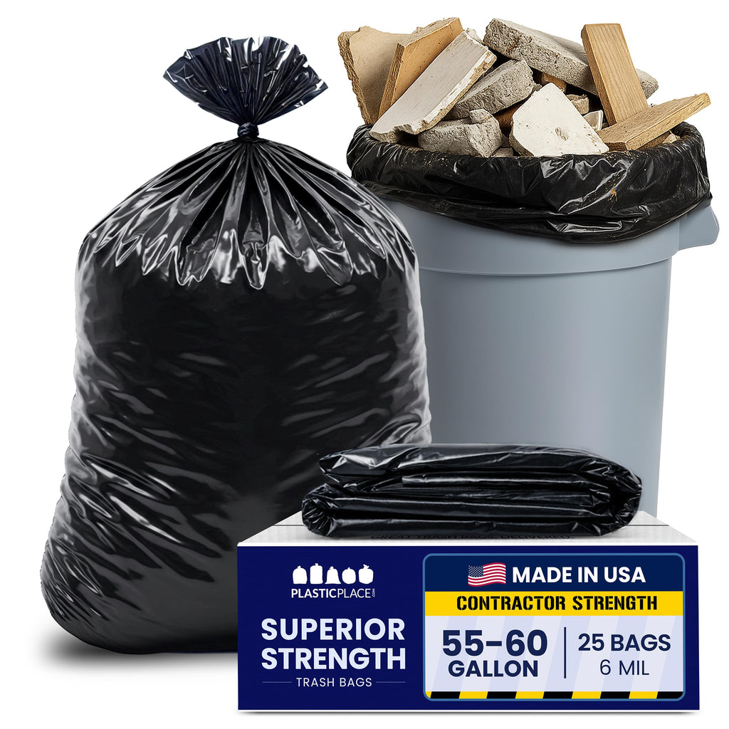 55-60 Gallon Black Heavy Duty Trash Bags 25 Count D41849