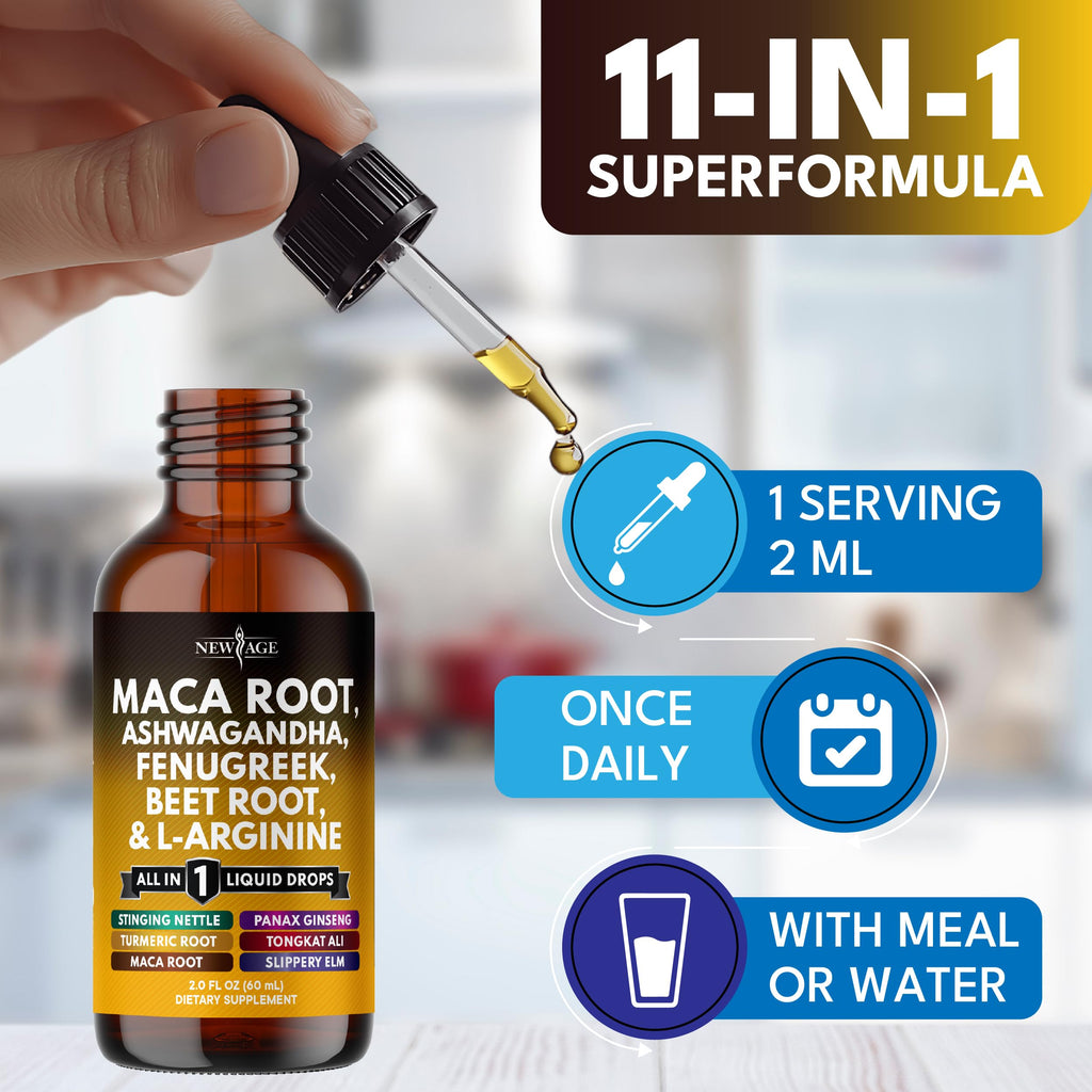 Organic Maca Root Liquid Drops with Ashwagandha 8oz B152