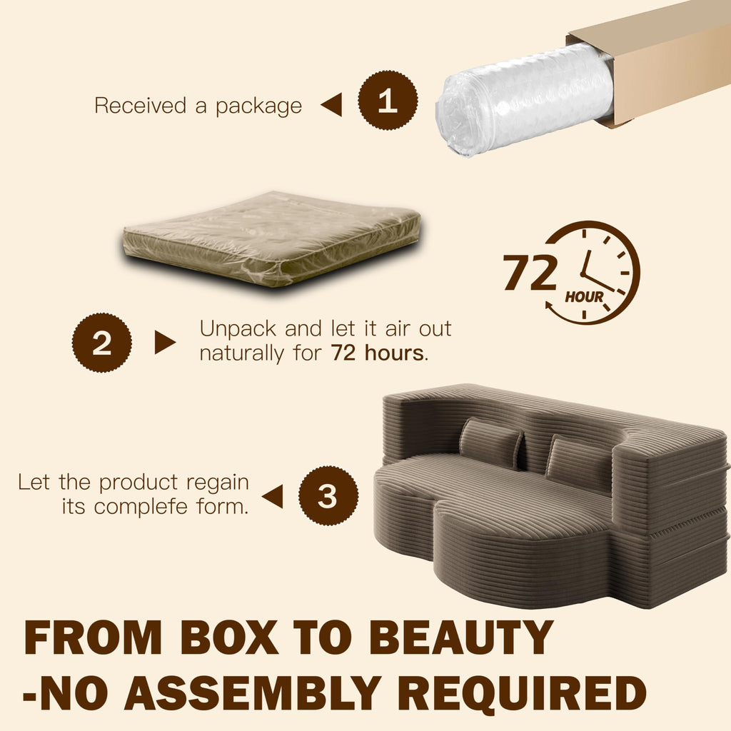 Brown Corduroy Convertible Futon Sofa Bed N39209