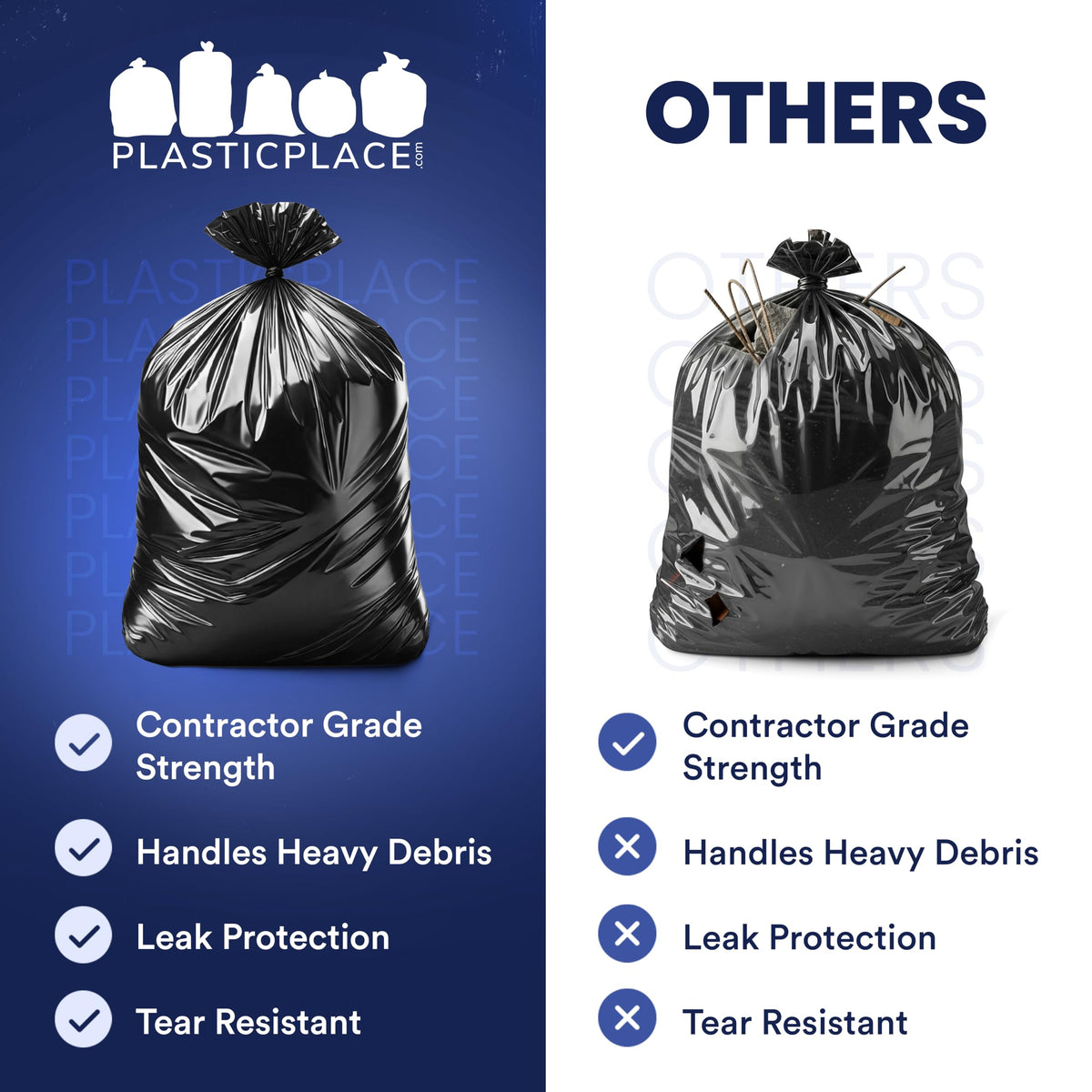 55-60 Gallon Black Heavy Duty Trash Bags 25 Count D41849