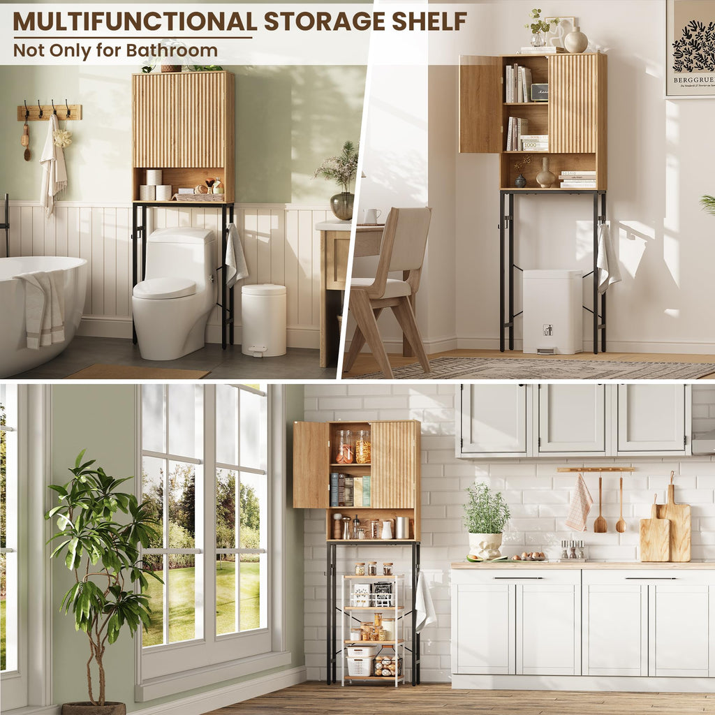 Freestanding Tall Wood Over The Toilet Storage Cabinet D92502