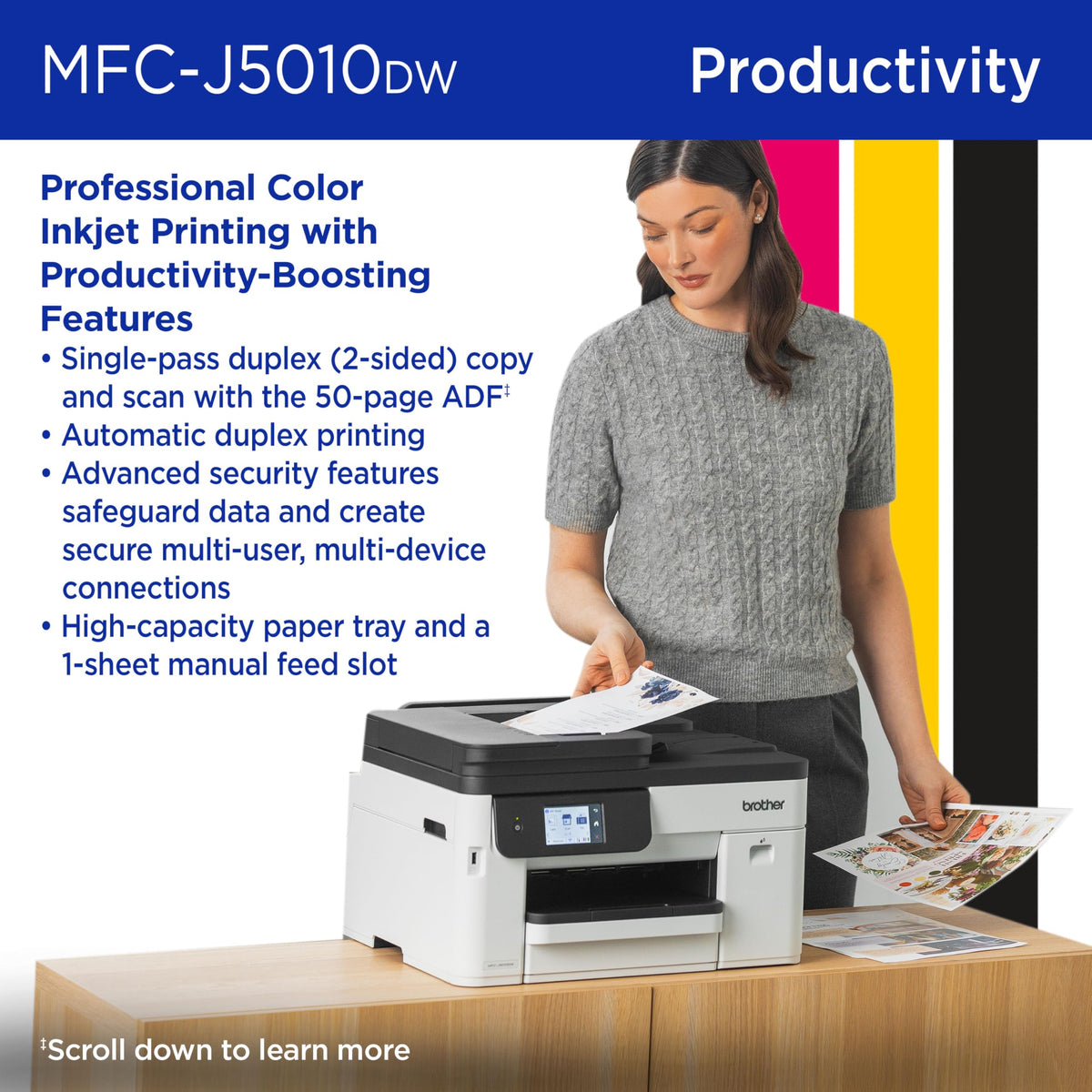 Wireless Color Inkjet All-in-One Printer with 2-Sided Copy & Scan V969