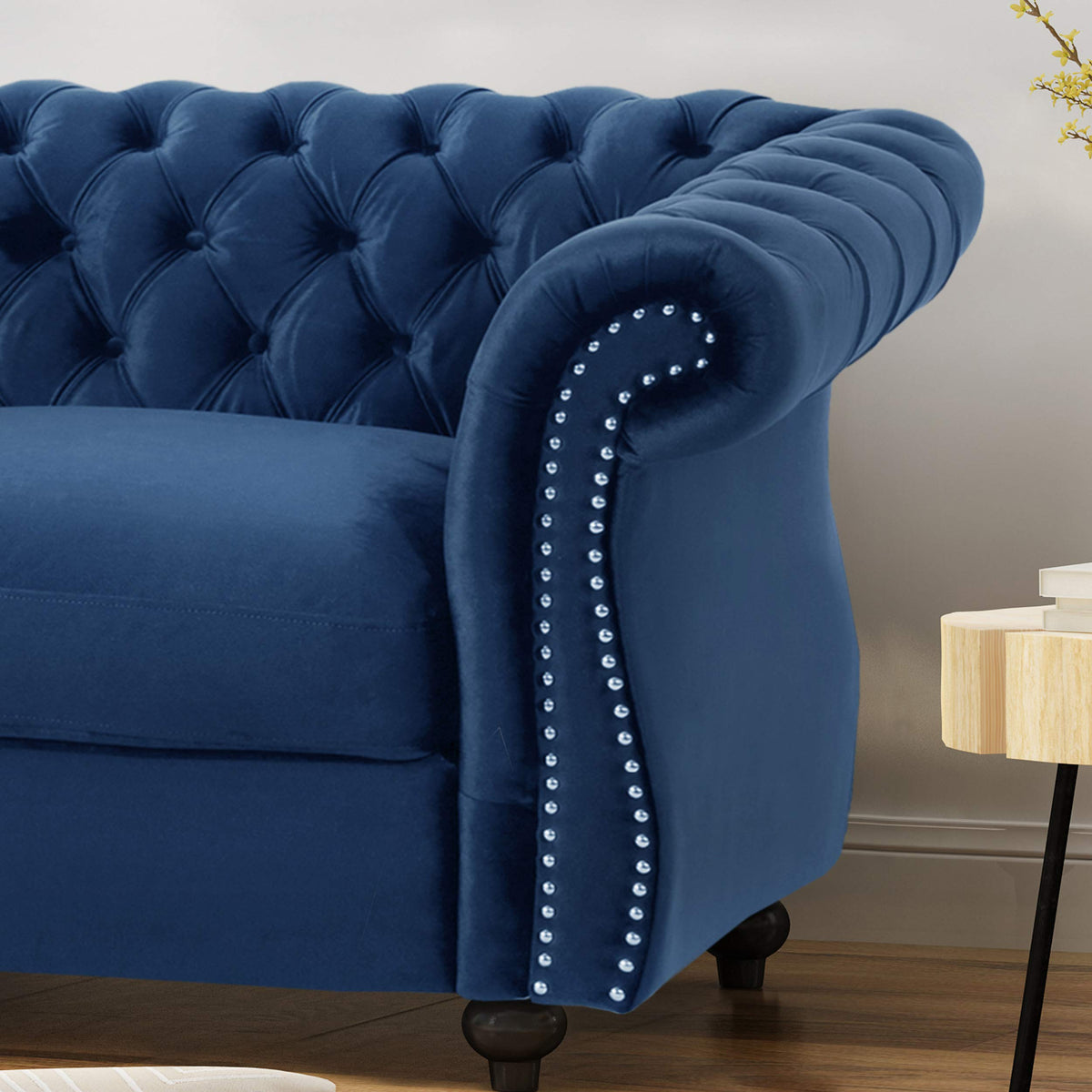 Navy Blue Velvet Tufted Chesterfield Sofa M4707