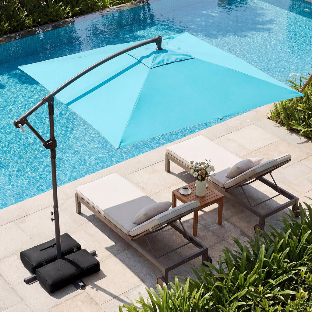 8x8 FT Square Offset Cantilever Patio Umbrella with Base U9972