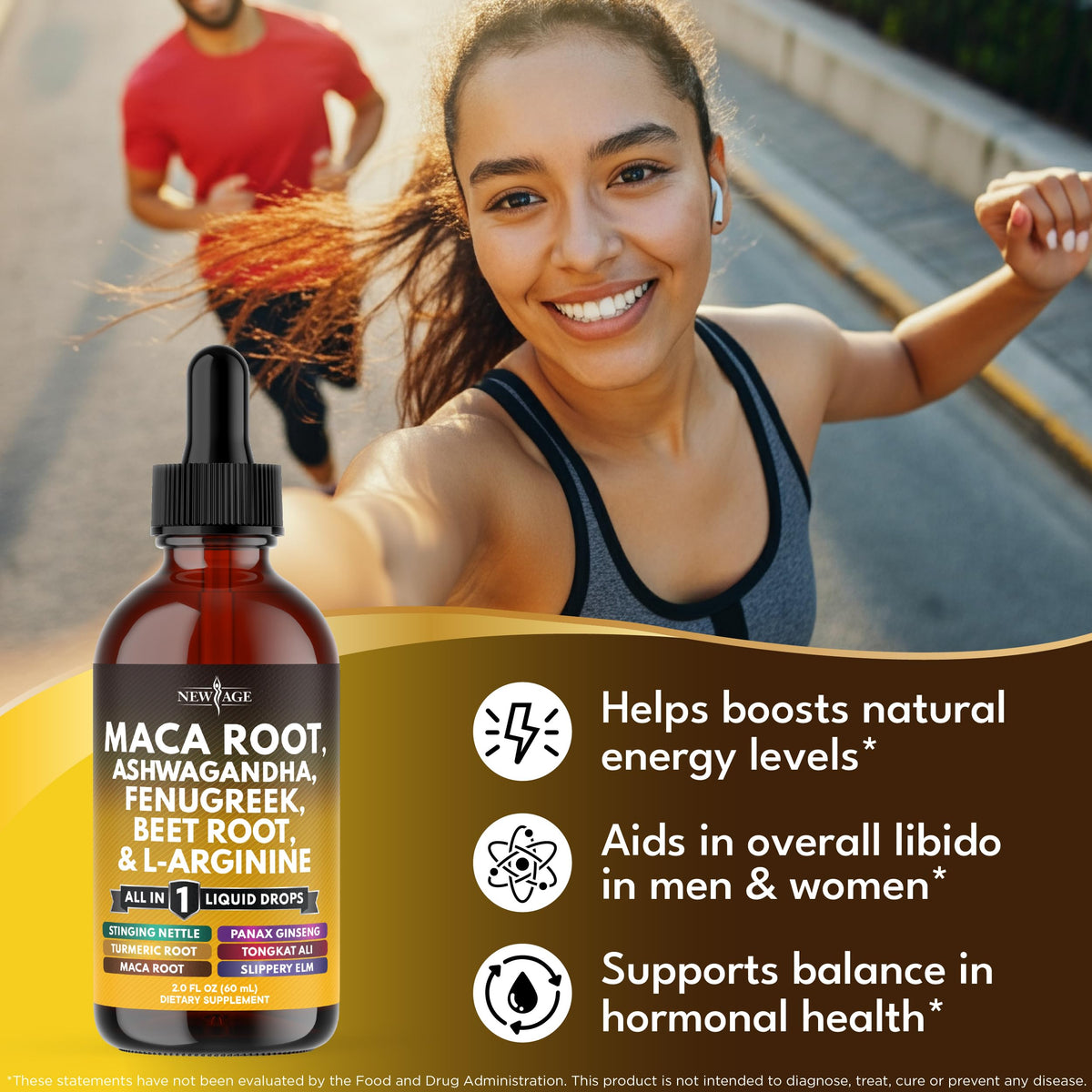 Organic Maca Root Liquid Drops with Ashwagandha 8oz B152