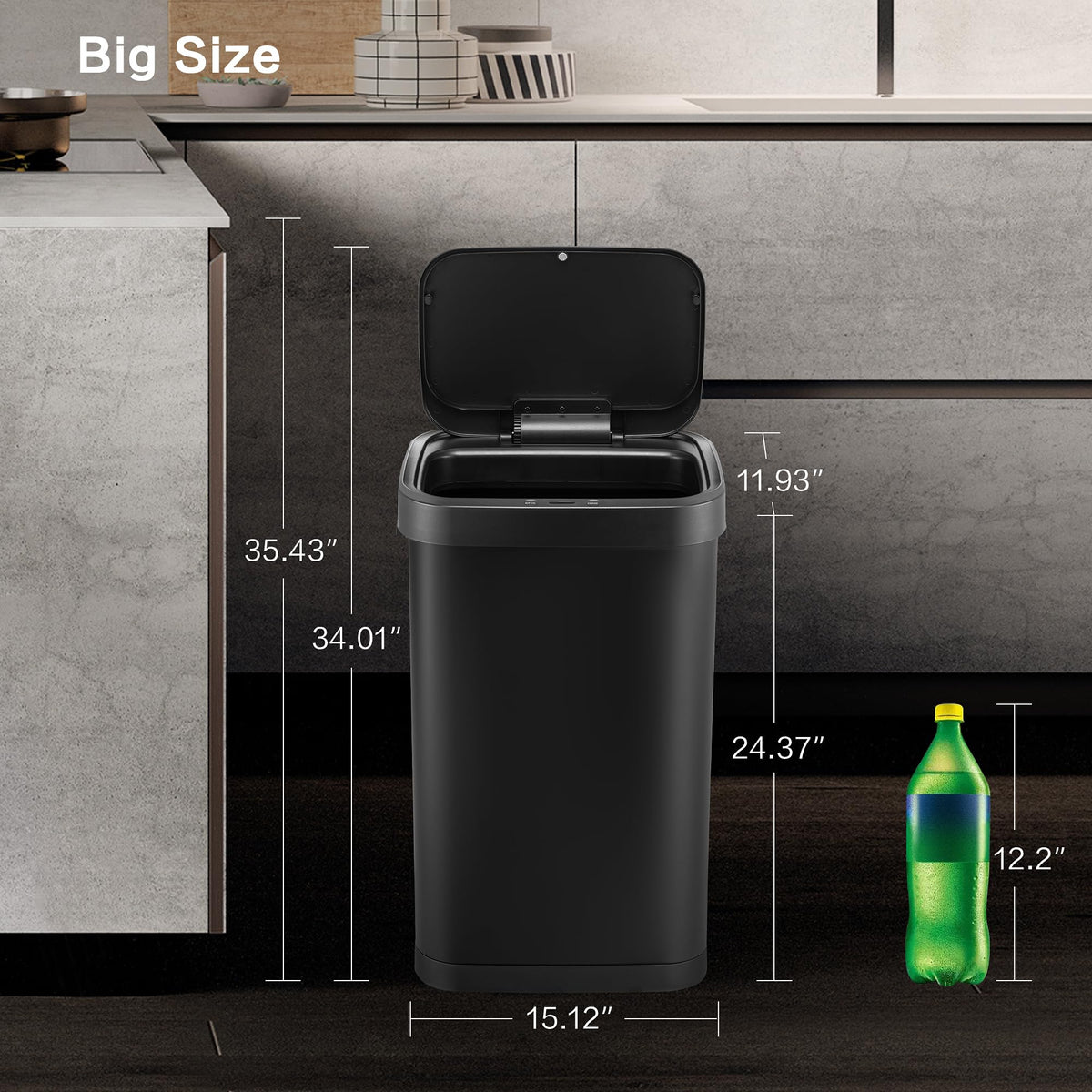 13 Gallon Touchless Stainless Steel Trash Can U215561