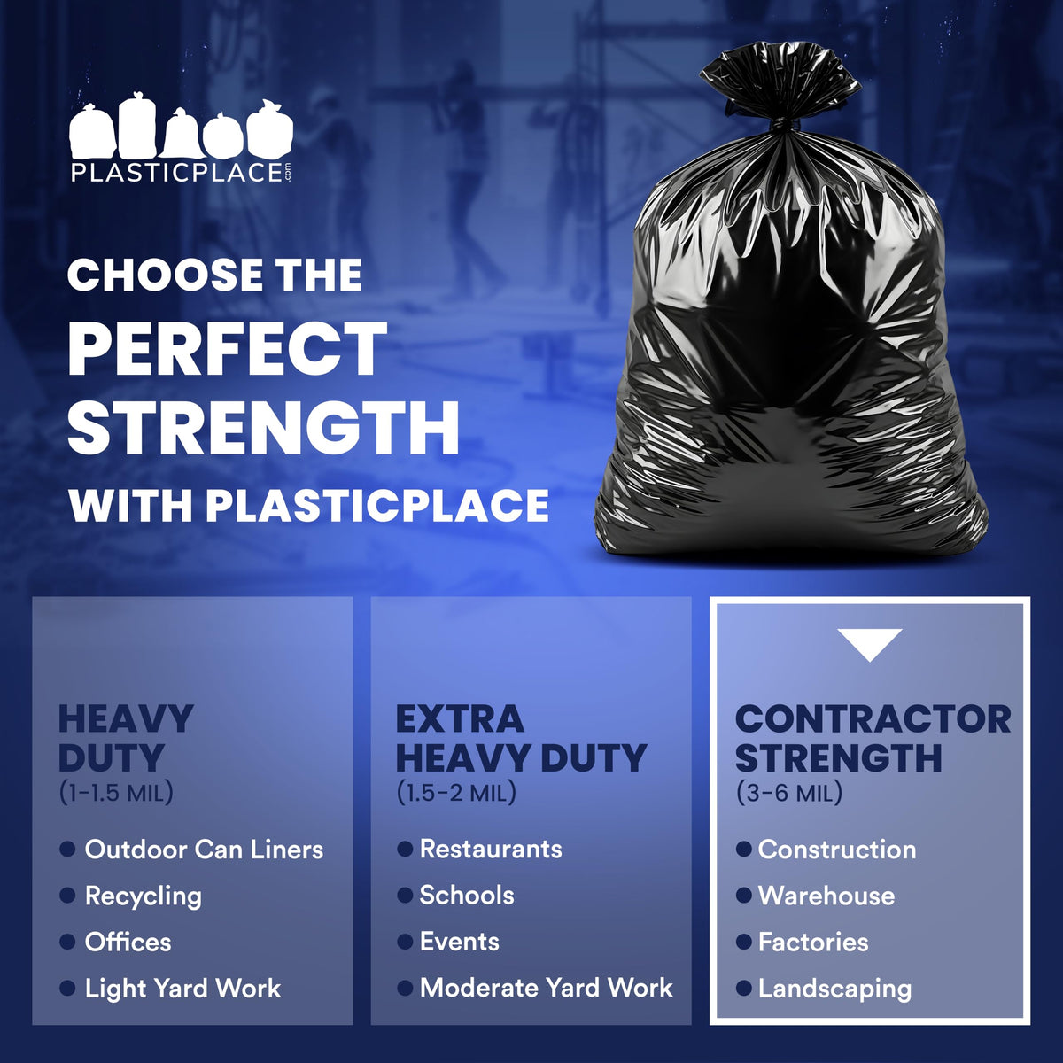 55-60 Gallon Black Heavy Duty Trash Bags 25 Count D41849