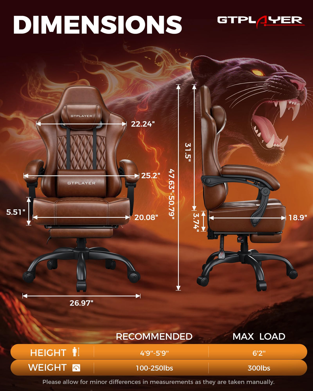Big and Tall Gaming Chair with Footrest Y935
