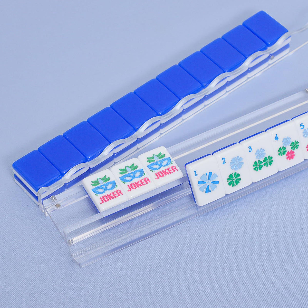 4-Pack Clear Acrylic Mahjong Racks with Pushers 19.7" U46587